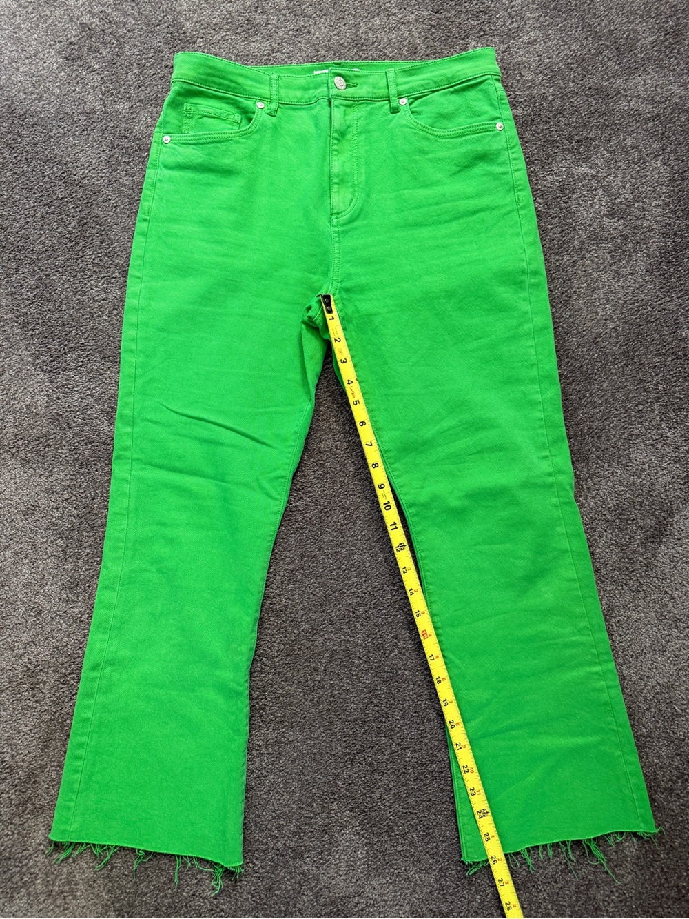Bright Green Loft Kick Crop Jeans